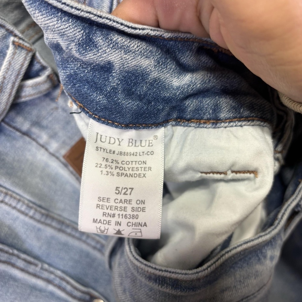 Judy Blue Wide Leg Jeans Womens 5/27 Blue Light Wash Relaxed Stretch Denim - Picture 8 of 10